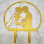 Vista lateral Topper para Tortas impreso en 3D Casamiento